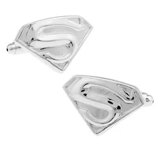 Men Gift Superman Cuff Links Wholesale&retail Silver Color Copper Material Novelty Super Heroes Design