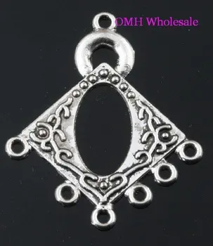 

OMH wholesale Free ship 40pcs The butterfly Tibetan silver pendants earring connectors findings Drop Earrings 40x34mm EH411