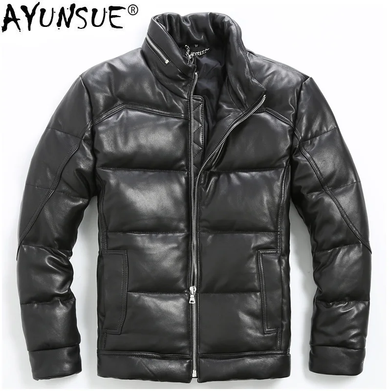 AYUNSUE Men's Down Jacket Genuine Leather Winter Sheepskin