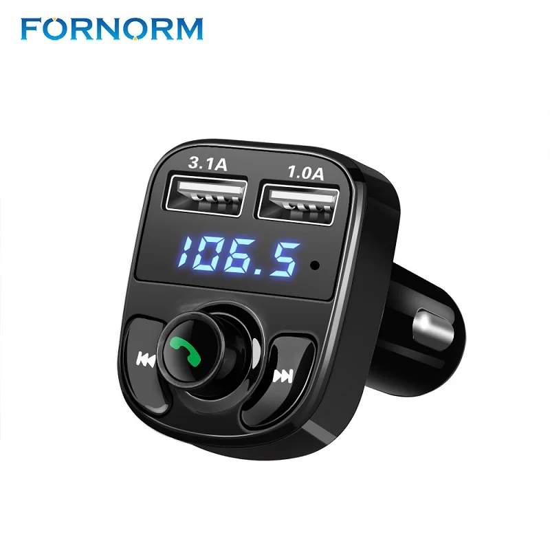 

FORNORM FM Transmitter Car Kit Bluetooth MP3 Player Hands-free Wireless Modulator With 4.1A Dual USB TF Slot Voltage Display