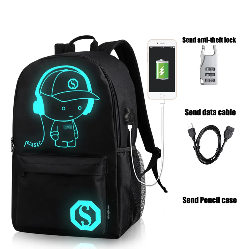 Aelicy, школьный рюкзак для мальчиков и девочек, студенческий, светящийся, анимационный, с USB зарядкой, переключение, сумки для путешествий, Подростковый, Противоугонный рюкзак