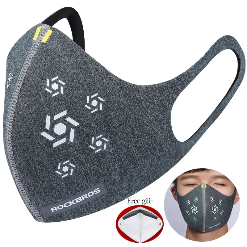 ROCKBROS, велосипедная маска для лица, дышащая, водонепроницаемая, PM 2,5, Защита рта, мягкая маска, защита от пыли, 5 фильтров - Цвет: Hanging ears LF006-3