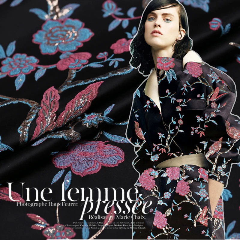 

French fashion jacquard brocade fabric fine full of cheongsam jacket jacquard fabric wide polyester satin fabric cloth