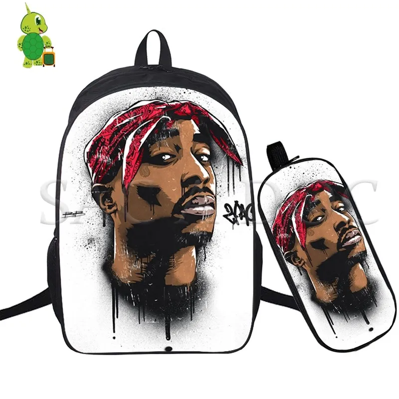 Для телефона с изображением Тупака 2Pac в стиле «хип-хоп» с изображением сказочной рюкзак 2 шт./компл. школьные сумки для подростков студентов рюкзак для ноутбука Повседневное дорожные сумки - Цвет: 2