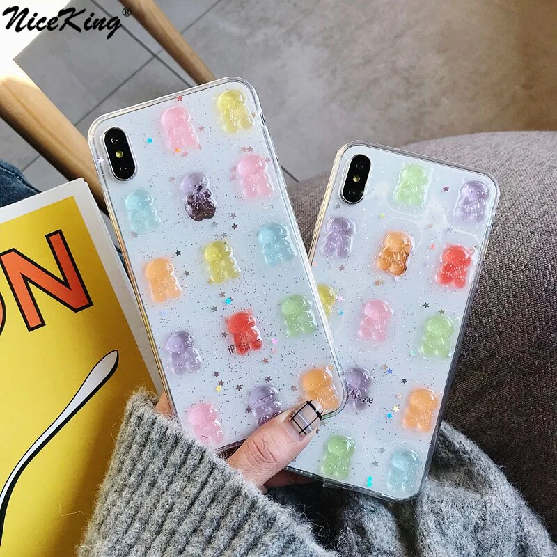 

Niceking Colorful Epoxy Cute Cat Kitty Glitter Case For iPhone 6 6s 7 8 Plus Case For iPhone X XR XS MAX Clear Soft TPU Cover