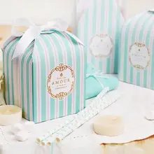 10 шт/партия Tiffany синяя белая полоса Изысканная маленькая Подарочная коробка выпечка печенье обертка коробка сувенир для свадебной вечеринки коробка конфет