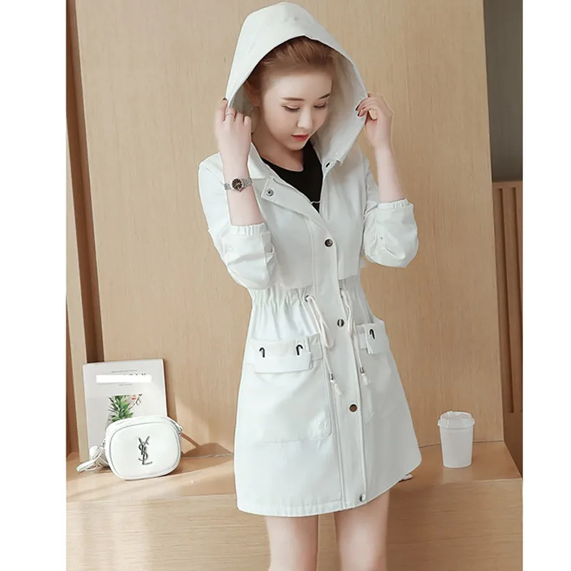 

Trending Products 2018 Clothes women Plus size windbreaker white high quality Women's clothing Hooded trench coats R3878