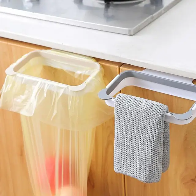 Cheap Cupboard Door Back Trash Rack Storage Panda Garbage Bag Holder Hanging Kitchen Cabinet Hanging Trash Rack kitchen Tools