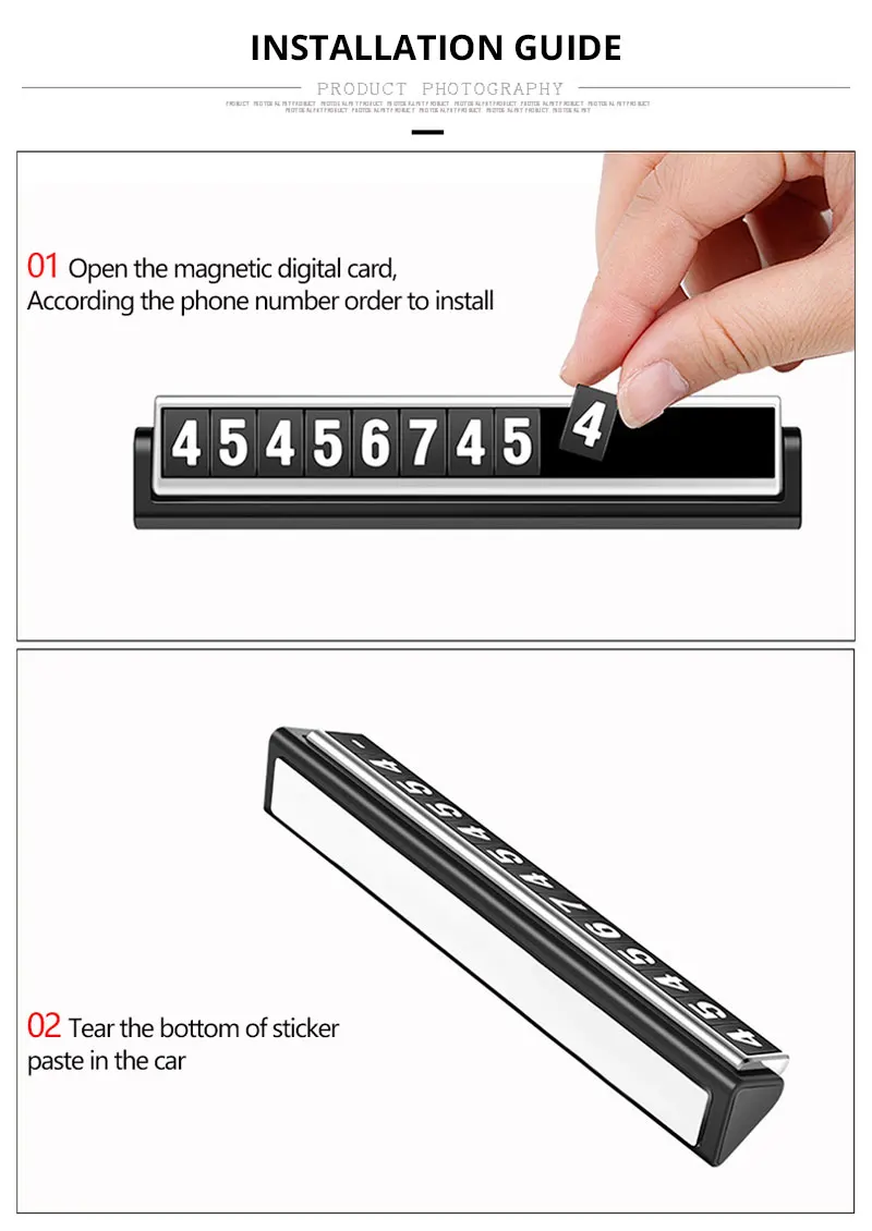 Car Temporary Parking Card Luminous Phone Number Night Magnetic Plate Cards Dual Number Sticker Hidden Auto Interior Accessories (9)