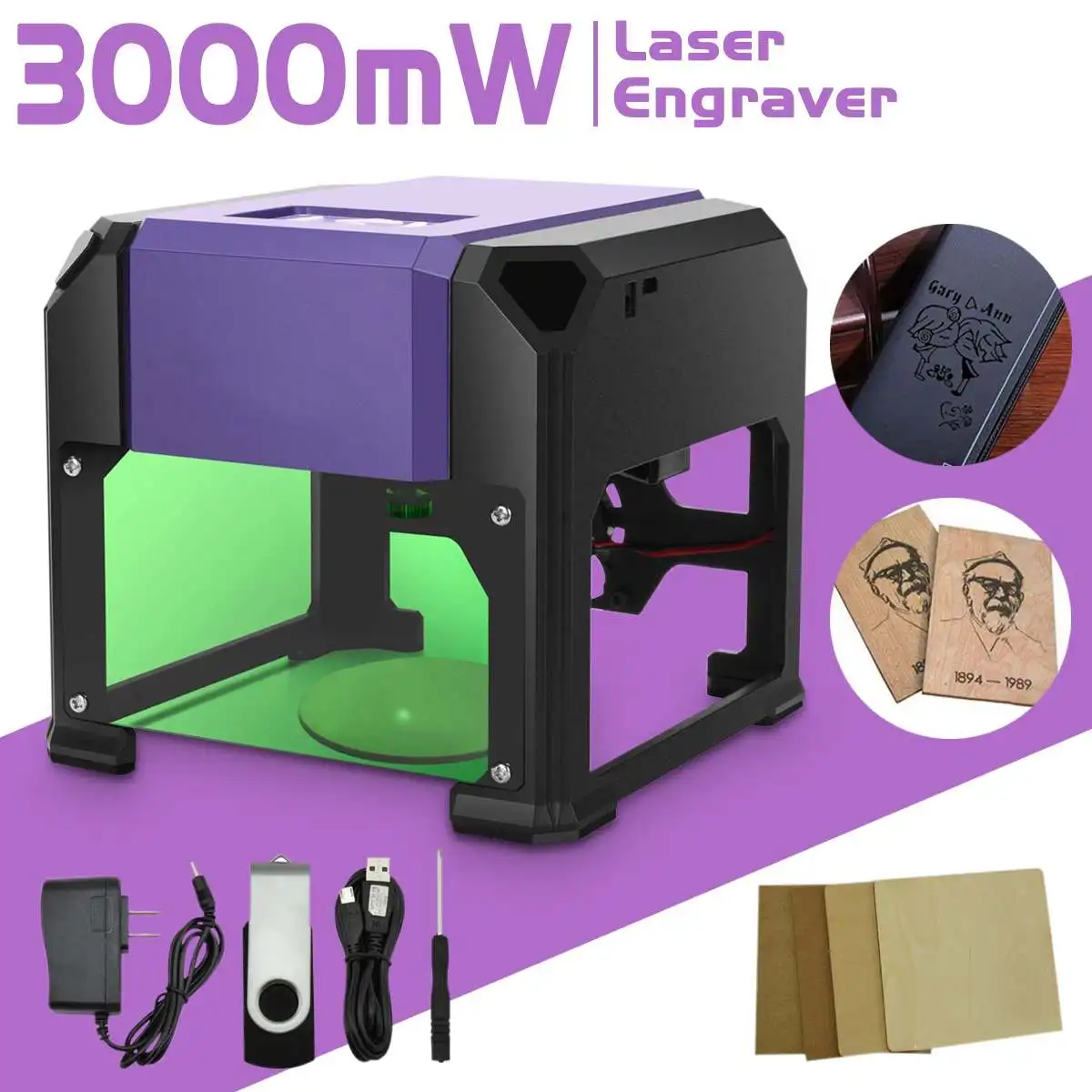 

3000mW USB Desktop Laser Engraver Machine DIY Logo Mark Printer Cutter CNC Laser Carving Machine 80x80mm Engraving Range