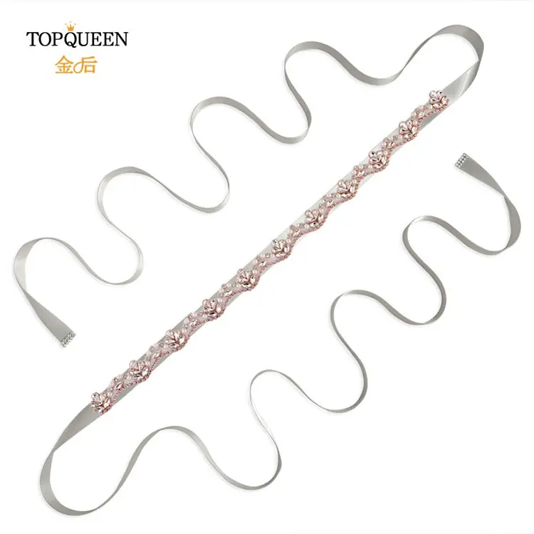 gray TOPQUEEN S421-RG Очаровательная Роза золотой пояс невесты горный хрусталь пояс Свадебный Хрустальный пояс для женщин Свадебное Платье Пояс - Цвет: gray