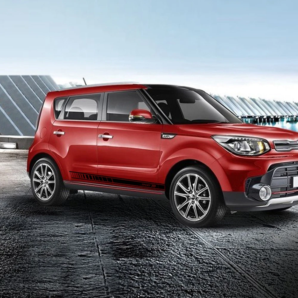 Автомобильные наклейки для Kia Soul автомобильные боковые полосы боковые юбки графические наклейки гоночные спортивные виниловые наклейки на машину 1 пара 2 шт L+ R