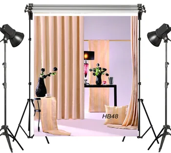 

LB 5x7FT Champagne Curtain Modern Interior Vase Seamless Washable No folds 100% Polyester Backdrop Background Photography Studio