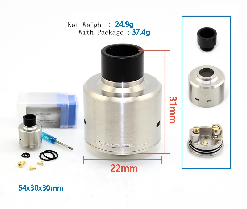 Sxk hadaly RDA танк распылитель электронная сигарета испаритель с 24 К позолоченный дно