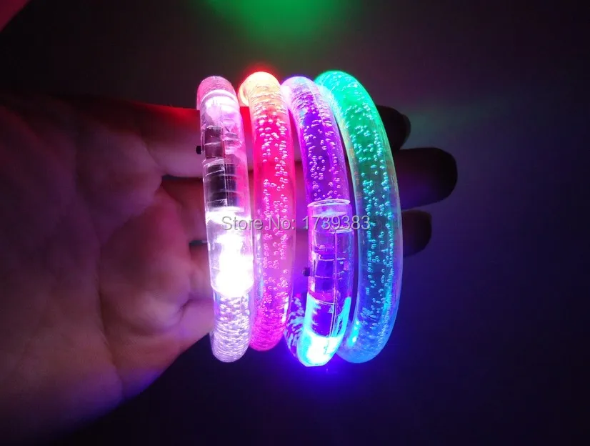 

100Pcs/Lot Colorful changing LED bracelet Light up Bracelet flashing Acrylic glowing bracelets wristbands Event/Party Supplies