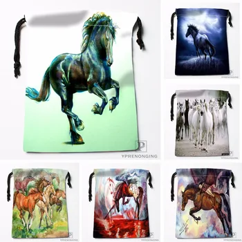 

Custom Horse Drawstring Bags Printing Travel Storage Mini Pouch Swim Hiking Toy Bag Size 18x22cm#180412-11-79