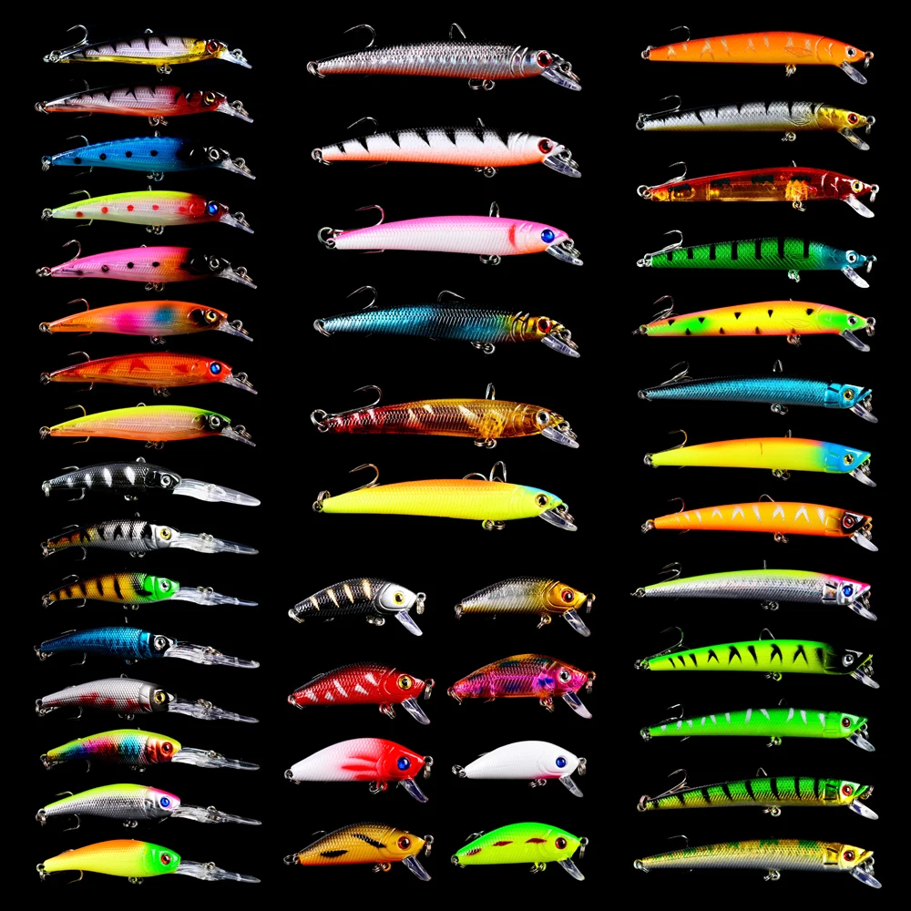 

43pcs Fishing Lures set Mix Colors Fishing Bait Mixed Size Fishing Tackle Mixed Minnow Lures/Popper Lures/Crank Lures Sets