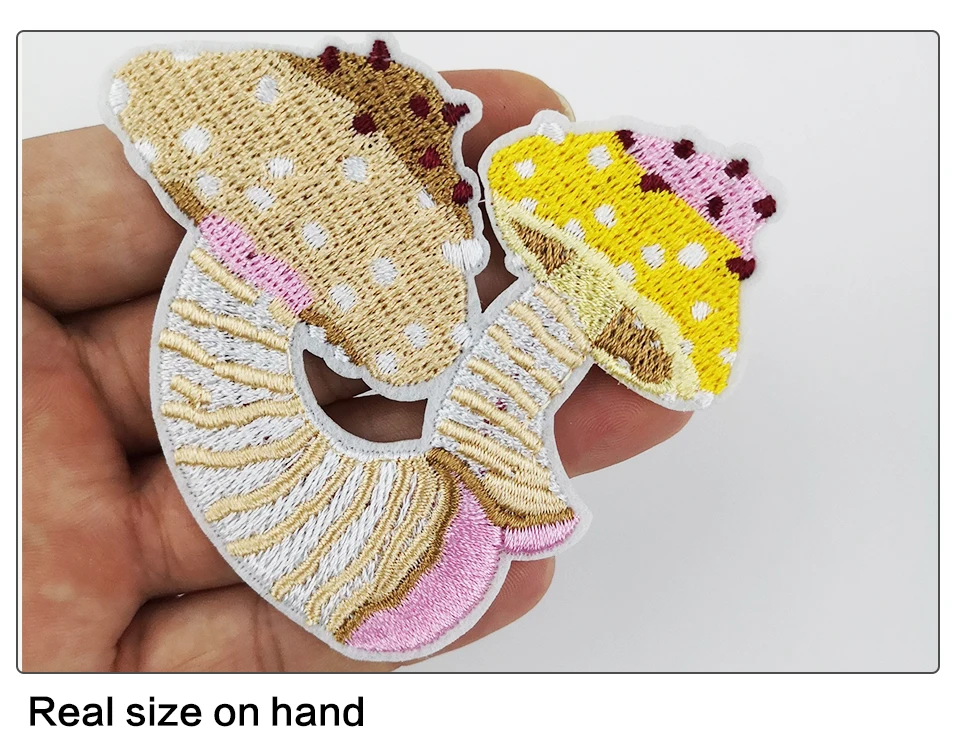 Iron On Patches Kids Cute DIY Stripe Mushroom Patch Small Size Embroidery Badges For Clothes Clothing Fabric Garment(4)