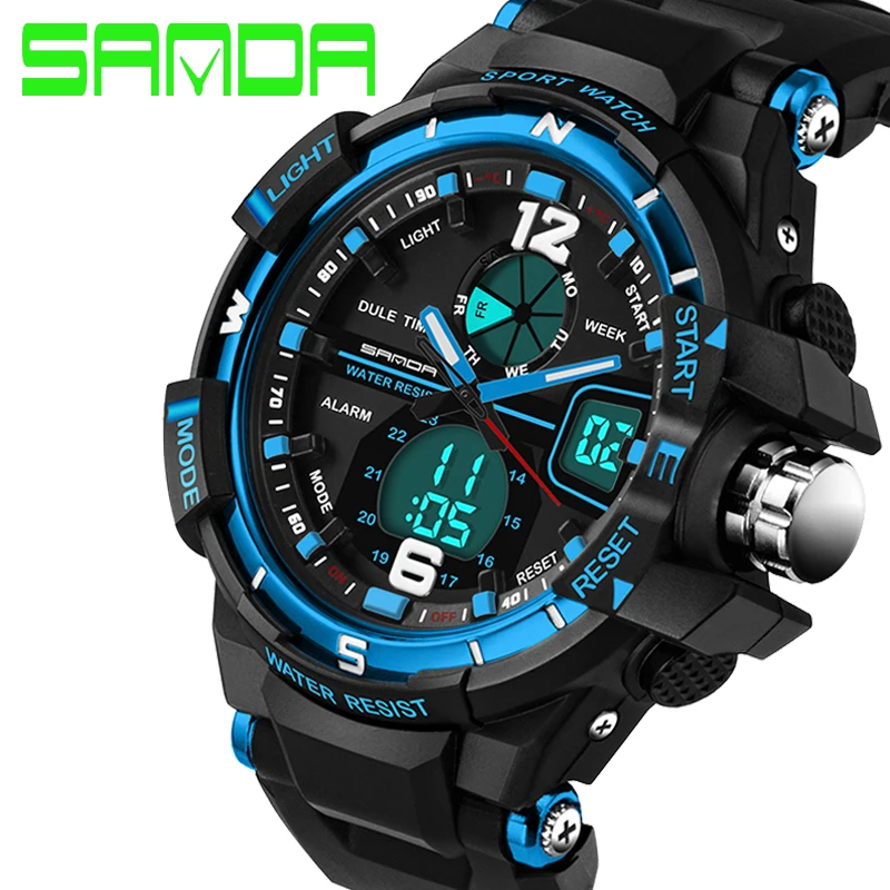 2016 New Brand SANDA Fashion Watch Men G Style Waterproof Sports Military Watches Shock Luxury Analog Digital Sports Watches Men