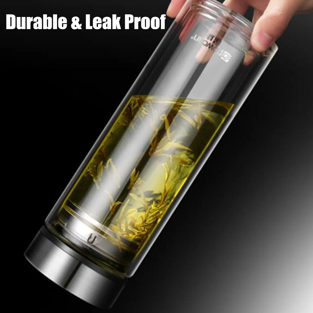 Glass Water Bottle 1000/800/500ml Business Men Office Transparent Double Glass Water Bottle Business Flask With Travel Sleeve