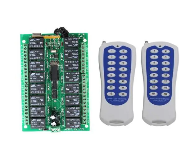 super DC 12V 24V 16 CH 16CH RF Wireless Remote Control Switch System 2Transmitter + Receiver Jog Self-lock Inter-lock315/433MHZ |