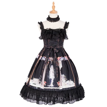 

Nakasos ~ Gothic Printed Lolita JSK Dress Chiffon Party Dress by YLF