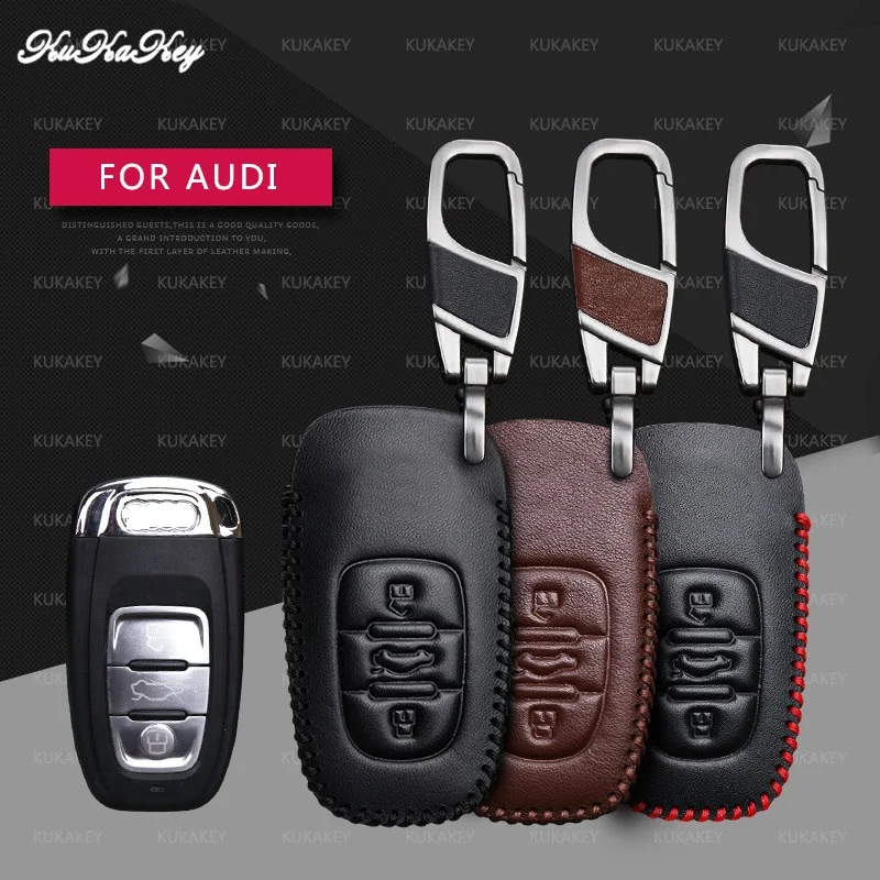 

Leather Key Cover Fob Protection Case Shell For Audi A4L A5 A6 A6L Q5 S5 S7 Remote Smart Shell Accessories Styling