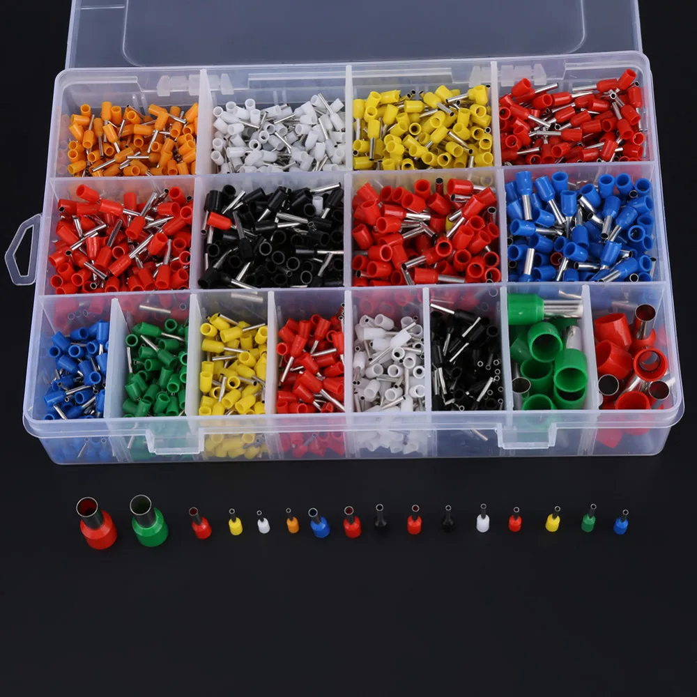 WALFRONT 2120pcs Tin plated Copper Wire Crimp Terminals Dual Bootlace