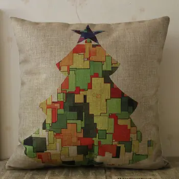 

LINKWELL 18"x18" Christmas Tree Merry Xmas Gift Present Ornament Burlap Decorative Pillow Case Cushion Cover Protector Slip
