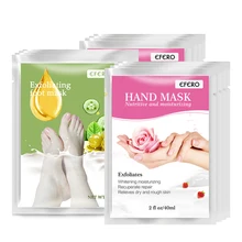 Efero, 4 пары, маска для ухода за ногами, отшелушивающие носки для педикюра, спа, средство для удаления омертвевшей кожи+ 4 пары патчи для ухода спа-маска, перчатки