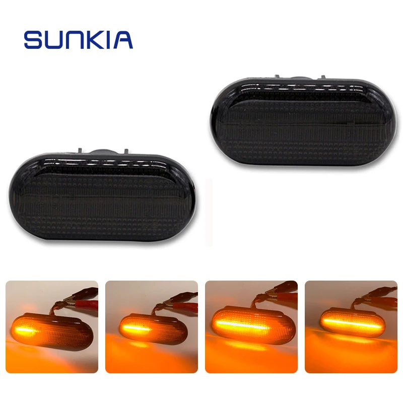 

SUNKIA LED Side Marker Light for Nissan/Opel/Renault Amber Flowing Light Error Free OEM Plug Turn Signal Lamp