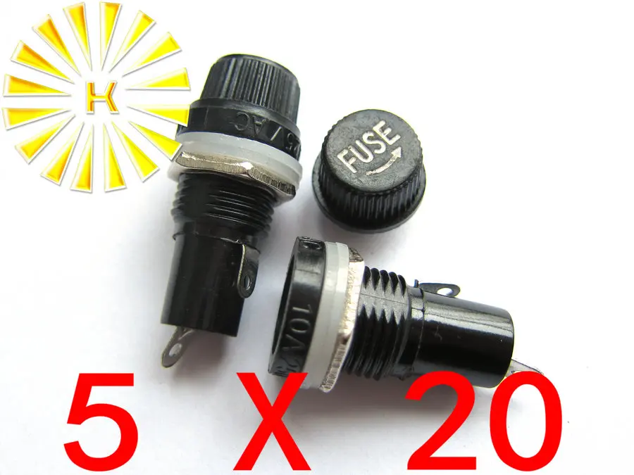 

5*20 мм 15A 125VAC 10A 250VAC черный держатель предохранителя FH-101 x 200 шт