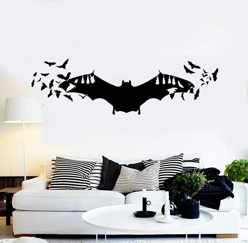 

Vinyl Wall Decal Bats Art Halloween Horror Inspired Decoration Stickers Home Living Room Window Decal WSJ13