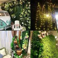 40x60cm Artificial Plant Plastic Garden Fake Fence Mat Panel Lattice Wall Decoration For Home Wedding Balcony Simulation Plants