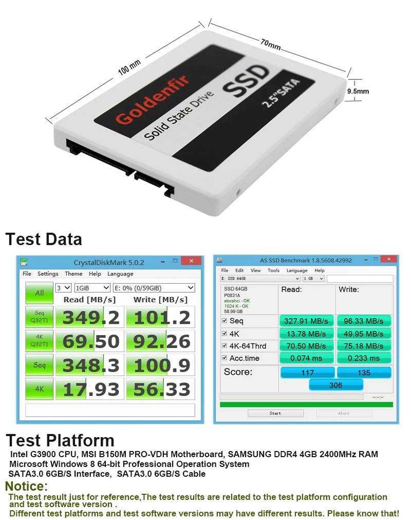 Goldenfir ssd 2,5, 16 ГБ, 32 ГБ, 64 ГБ, 128 ГБ, 256 ГБ, 512 ГБ, ноутбук, Жесткий драйвер, ssd диск для ноутбука, Жесткий драйвер, Твердотельный