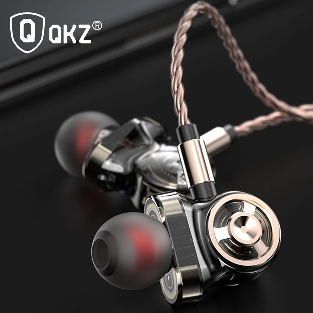 QKZ CK10 наушники в ухо с микрофоном 6 динамических устройств водителя стерео спортивные HIFI сабвуфер наушники монитор наушники