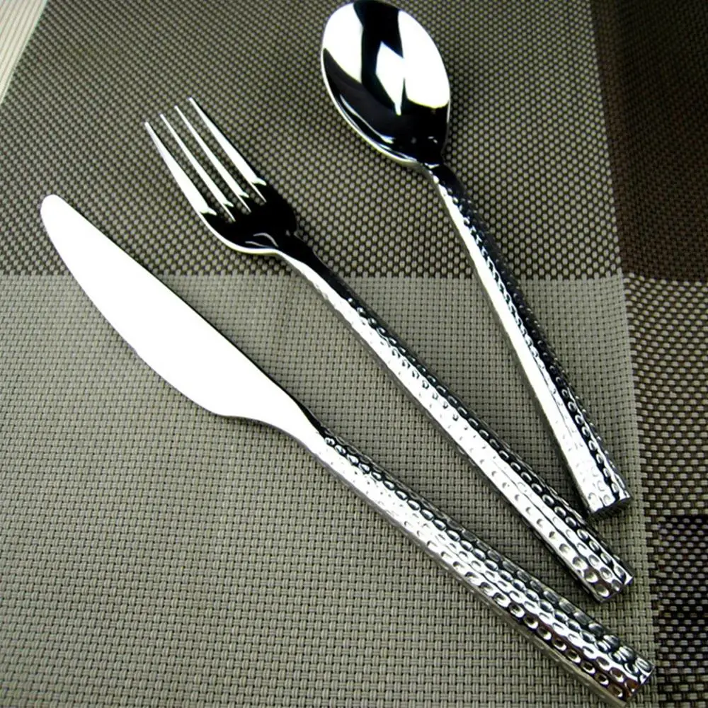 Flatware Set Utensils Luxury Stainless Steel Silver Spots Surface Royal