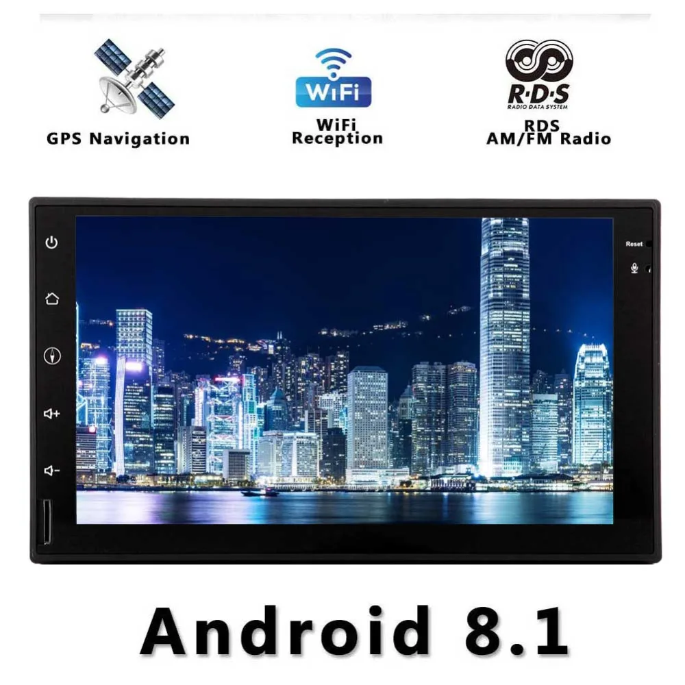 

Android 8.1 Double Din Car Stereo 7 Inch with 1024*600 Resolution Touch Screen In Dash GPS Navigation Support Bluetooth WiFi