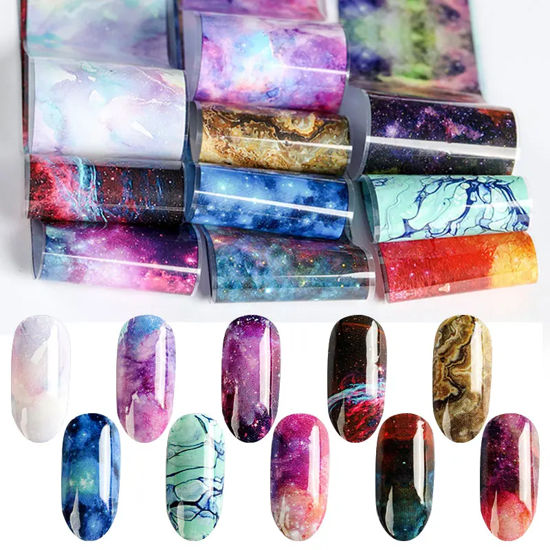 

HNUIX 10 colours Nail star transfer paper hot sale Rainbow sky Japanese style nail foil sticker nail polish adhesive sticker