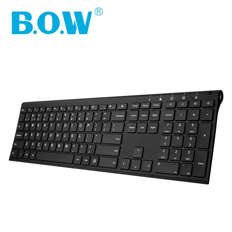 

B.O.W Wireless keyboard 2.4Ghz/4.0 Bluetooth Dual-mode Connecting, Full size Compact Rechargeable Thin Keyboard for Computer PC