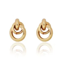 Корейские ювелирные изделия для ушей, маленькие золотые металлические круглые серьги-гвоздики, новые модные женские массивные серьги