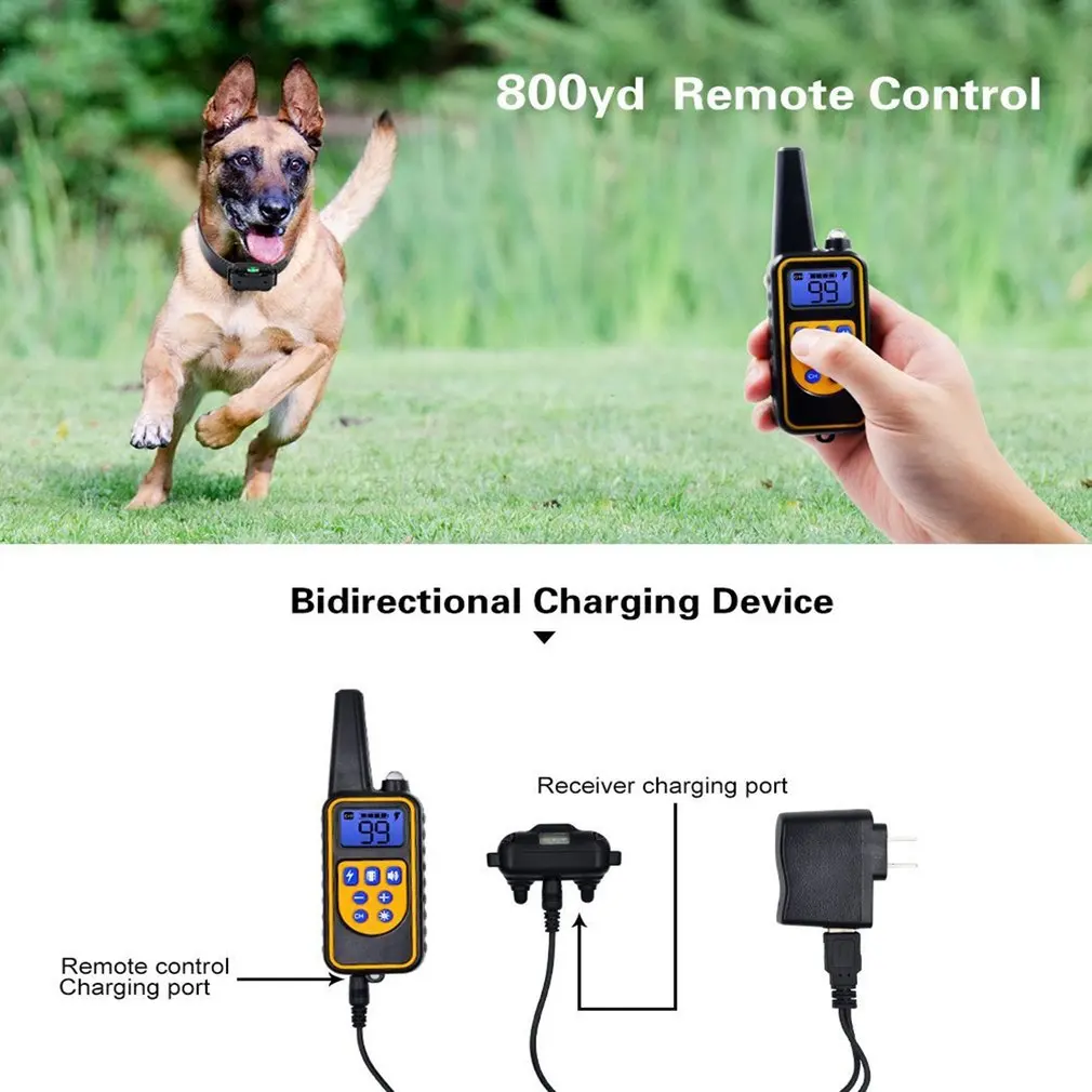 Электрический ошейник для дрессировки собак, водонепроницаемый перезаряжаемый ошейник с ЖК-дисплеем для всех размеров, Вибрационный звук 880
