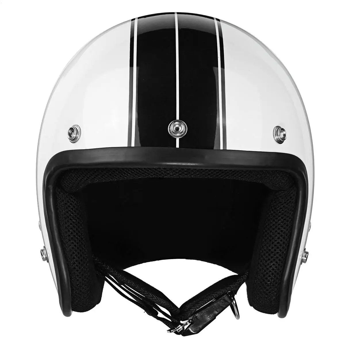 Мотоциклетный шлем с открытым лицом, шлем для Harley, универсальный, без очков, маска 3/4, мотоциклетный шлем для велосипеда - Цвет: White Black Lines