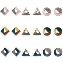 MENGJIQIAO новые корейские трендовые цветные акриловые квадратные треугольные серьги-гвоздики для женщин модные геометрические Букле д 'ореиль