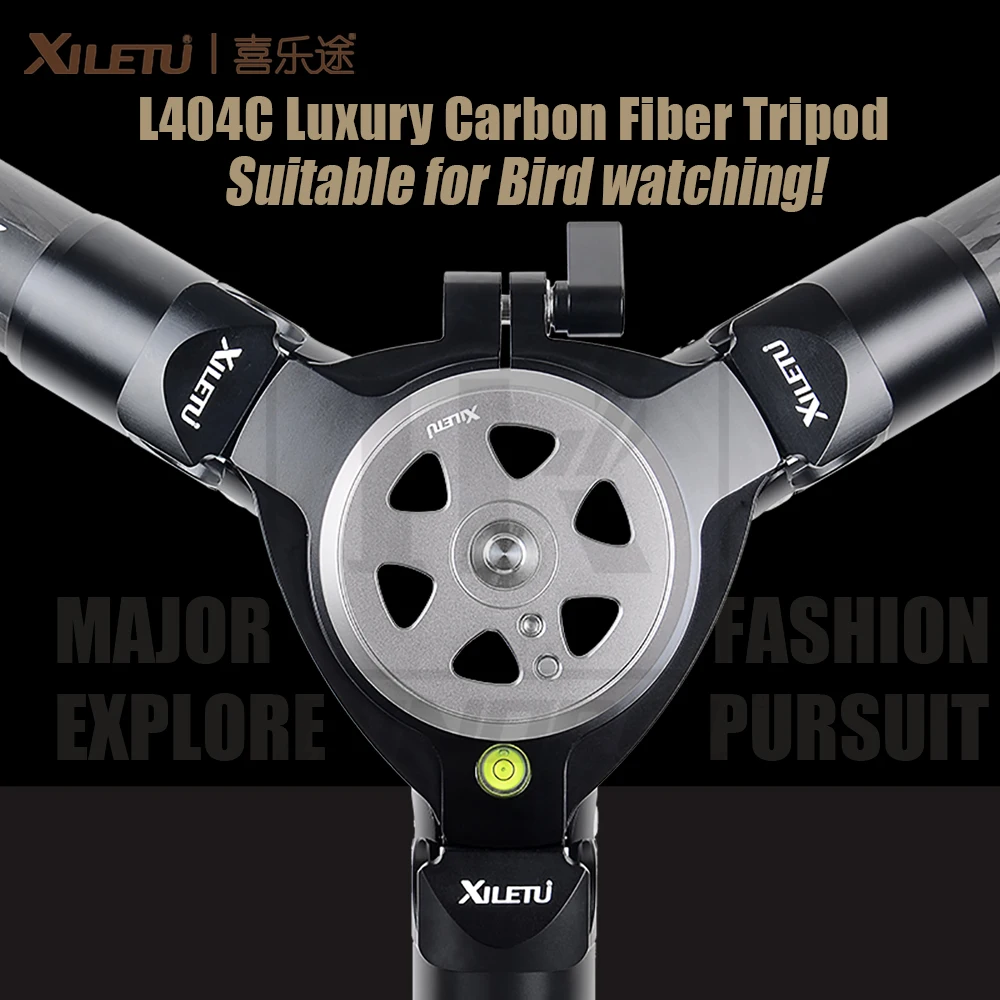 

XILETU L404C Luxury Carbon Fiber Tripod Bird watching Without mid-axle 40mm large tube Hollow flange design 30kg load capacity