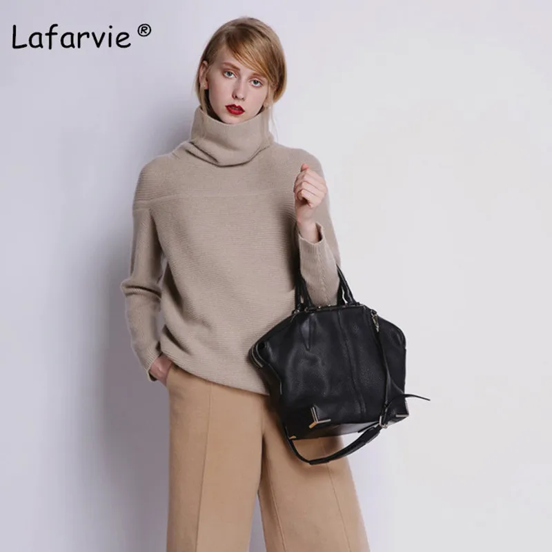 Lafarvie Loose Turtleneck Autumn Winter Sweater Women Thick Warm Pullover and Sweater Soft Long Sleeves Jumper Femme Pull 4Color