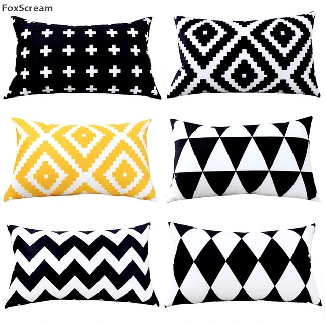 Rectangle Decorative Lumbar Pillow Covers Zigzag Throw Pillows Velvet