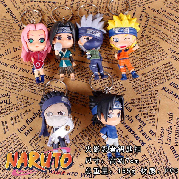 

1PC random 6cm Anime figure figurine Naruto keychain Toy Sasuke Kakashi Sakura Gaara Itachi Madara Killer Bee Model Doll