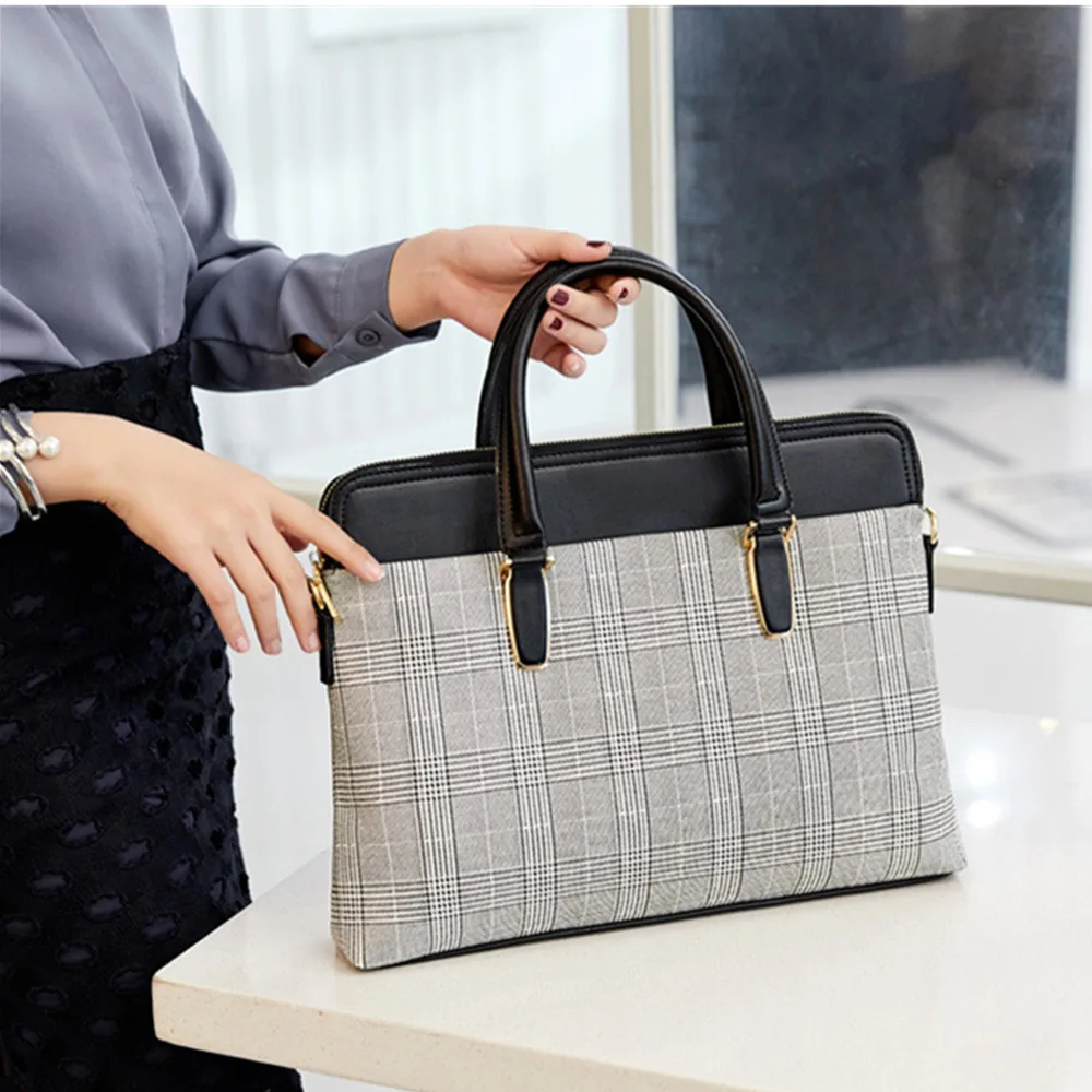 Women Leather Business Briefcase Bag Of 2019 13.3 14" Laptop Bag Woman Grad Messenger Bags Lady Leather Handbag Office Work Bags