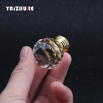 

Brand Design 10PCS 30mm Crystal Glass Knobs Golden Cupboard Pulls Drawer Knobs Kitchen Cabinet Handles Furniture Handle Hardware
